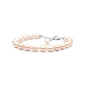 Bratara perle naturale roz piersica si argint DiAmanti FCP48-B-G (Argint 925‰ 1 g.)